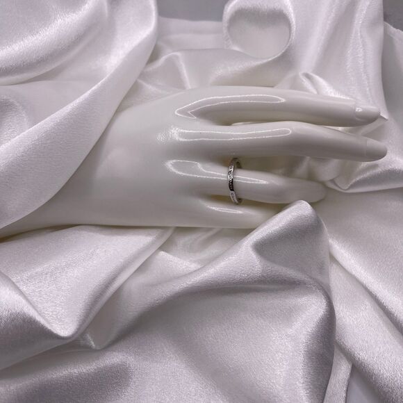 COACH Signature Silver Minimal Pave Engraved Logo Band Ring - Picture 2 of 11